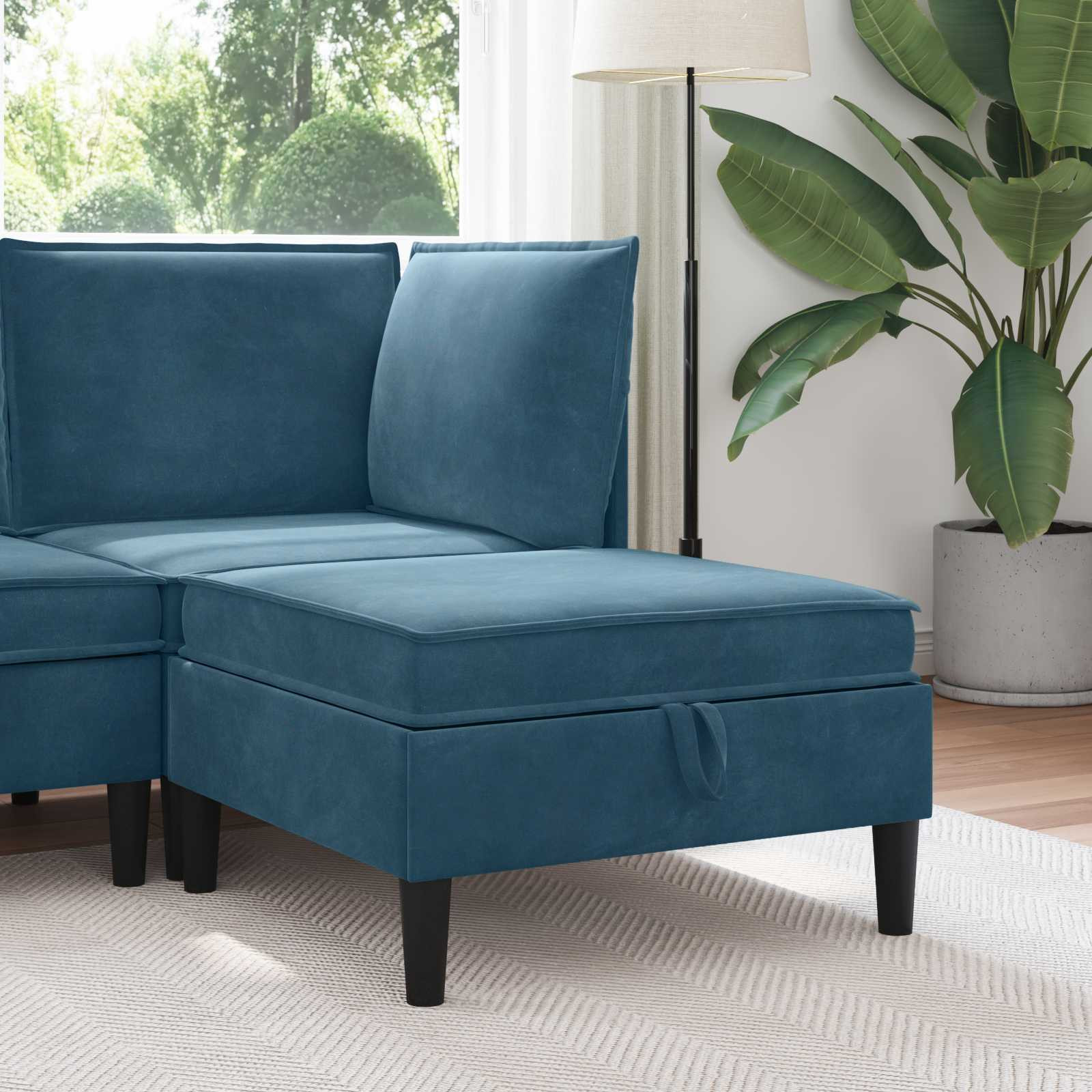 vidaXL Sofa-Hocker mit Stauraum Blau Samt