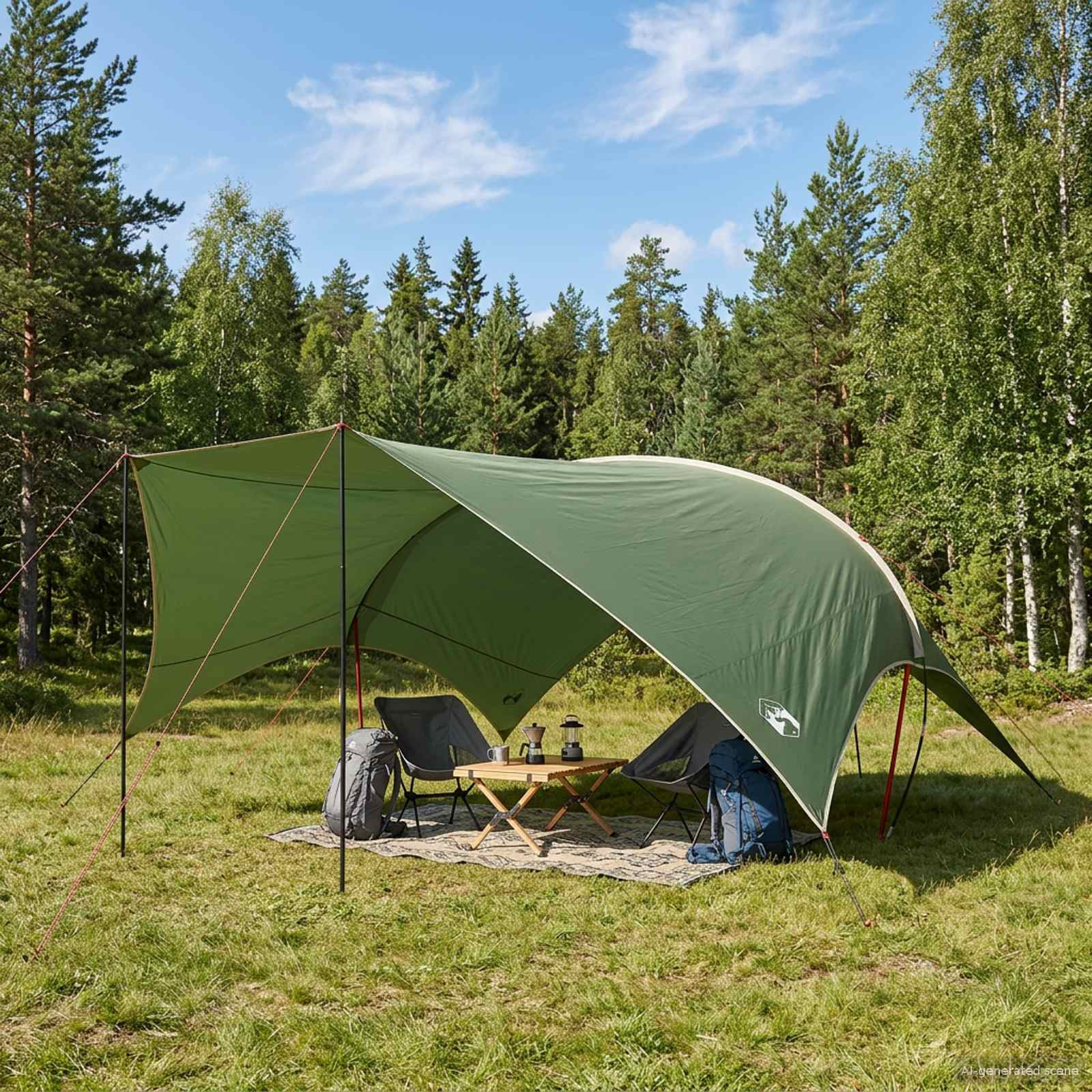 vidaXL Camping Tarp Wasserfest Grün 690 x 580 x 255 cm