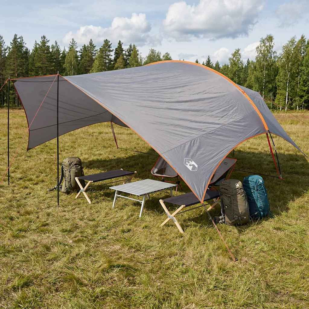 vidaXL Camping Tarp Wasserfest Grau und Orange 695 x 580 x 200 cm