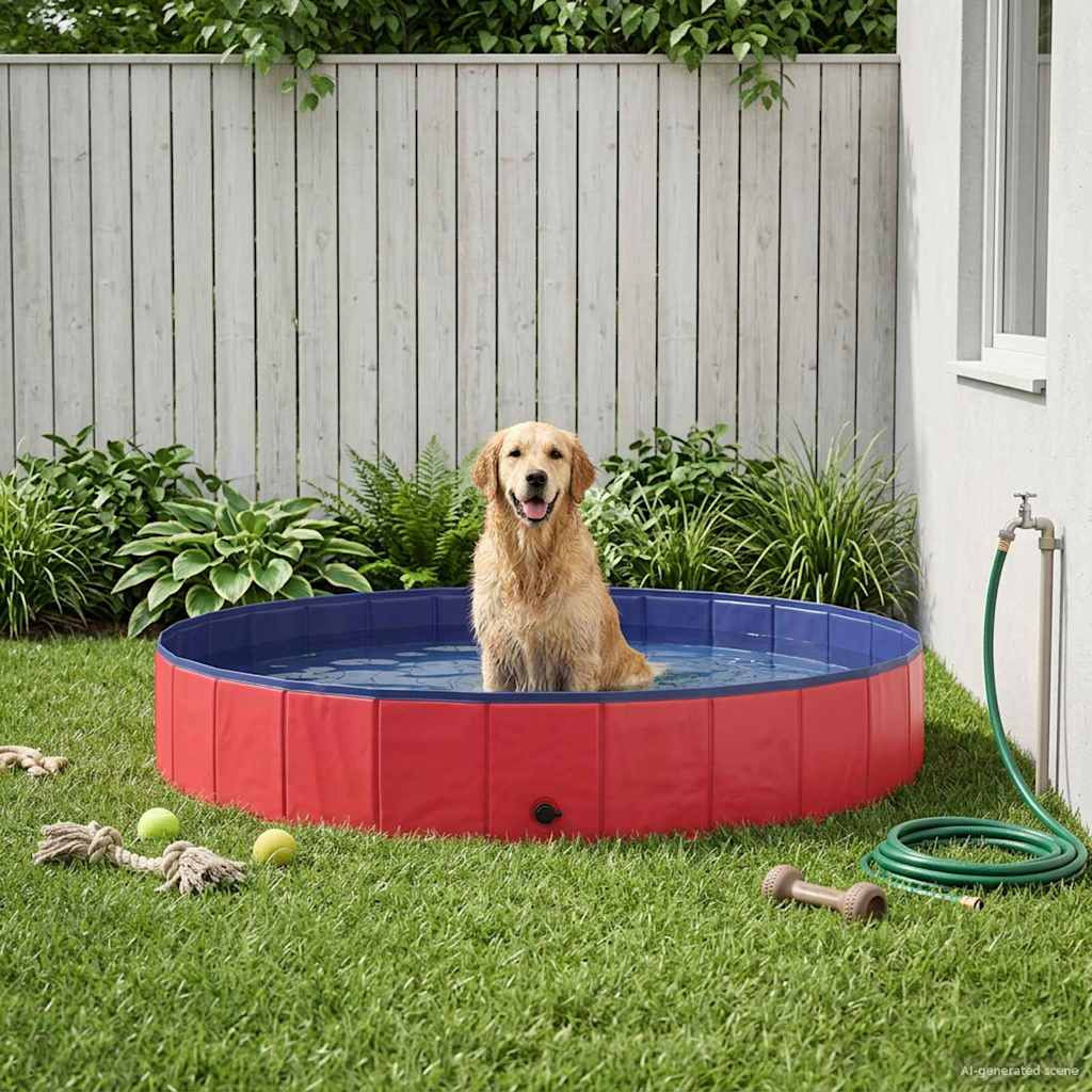 vidaXL Hundepool Rot Ø200 x 30 cm Dicker PVC