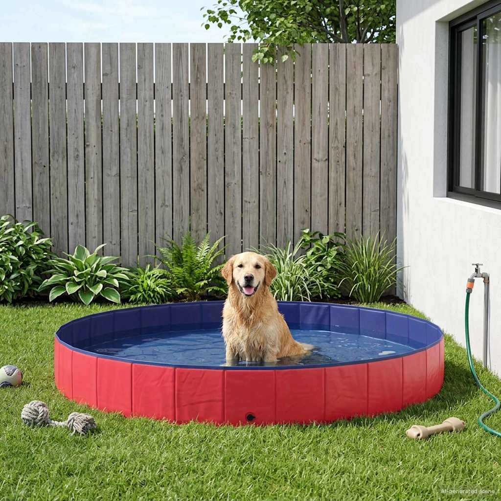 vidaXL Hundepool Rot Ø300 x 38 cm Dicker PVC