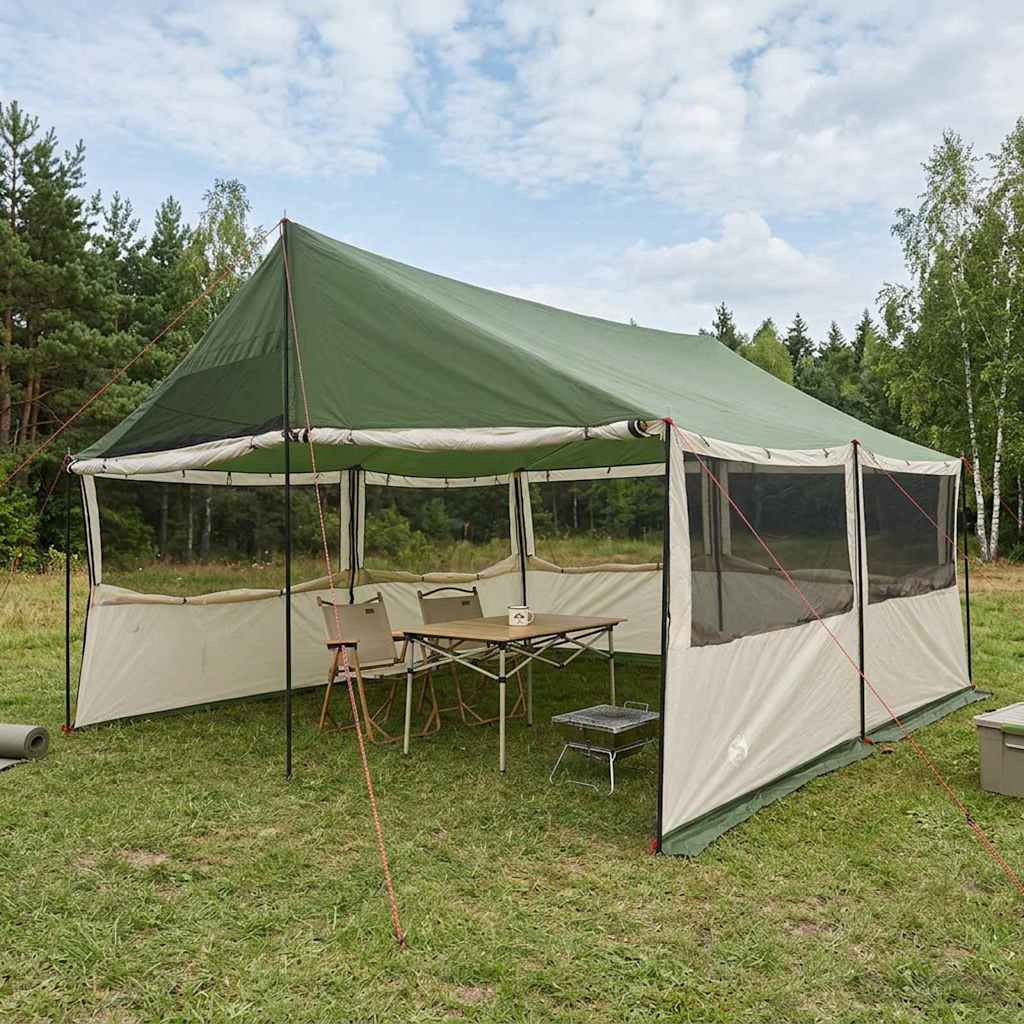 vidaXL Familienzelt Grün 450 x 400 x 265 cm Polyester und Stahl