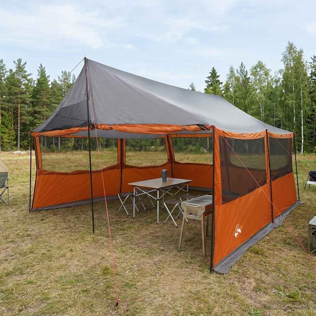 vidaXL Familienzelt mit Dach Grau und Orange 450 x 400 x 265 cm