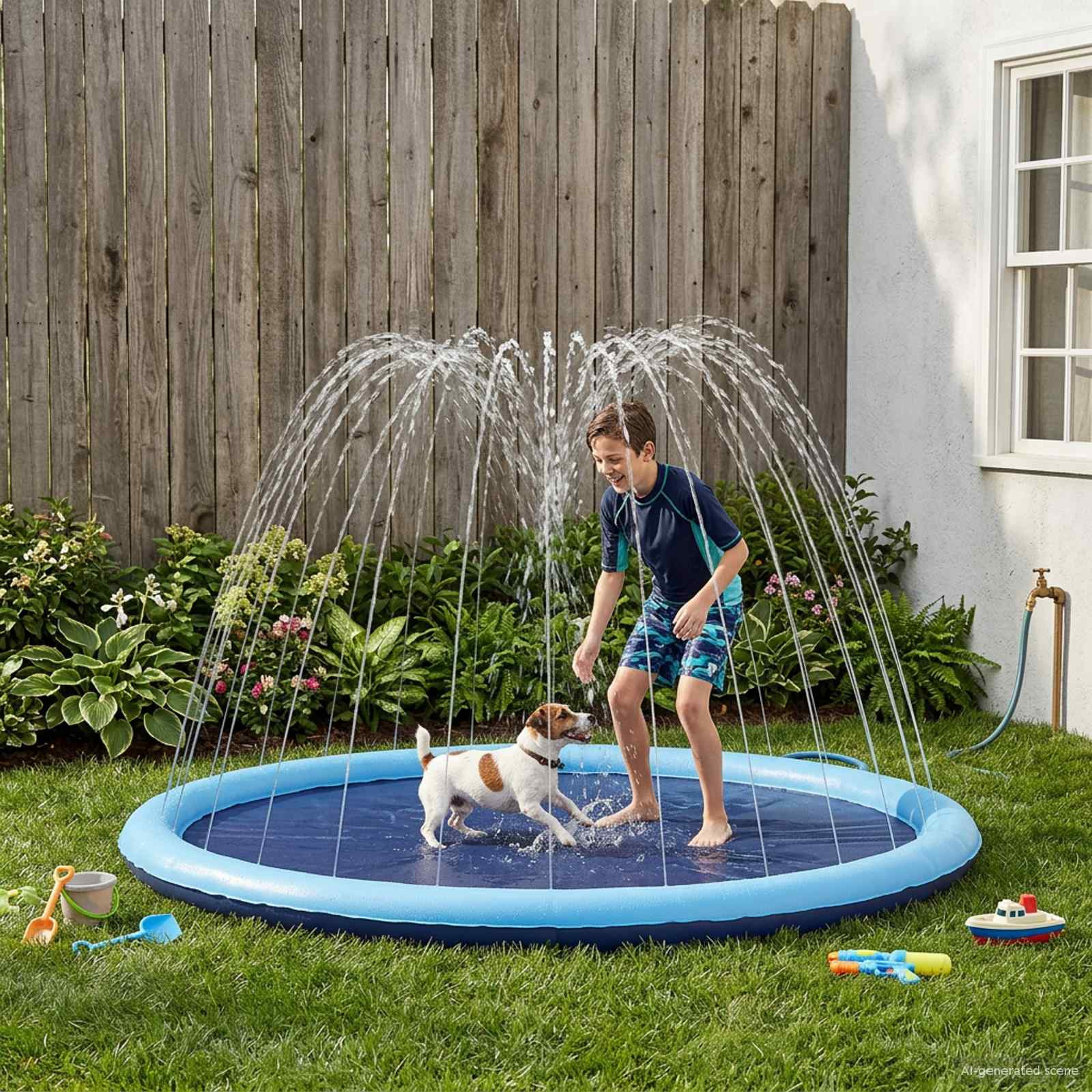 vidaXL Planschbecken für Kinder und Hunde Blau Ø150 x 10 cm PVC