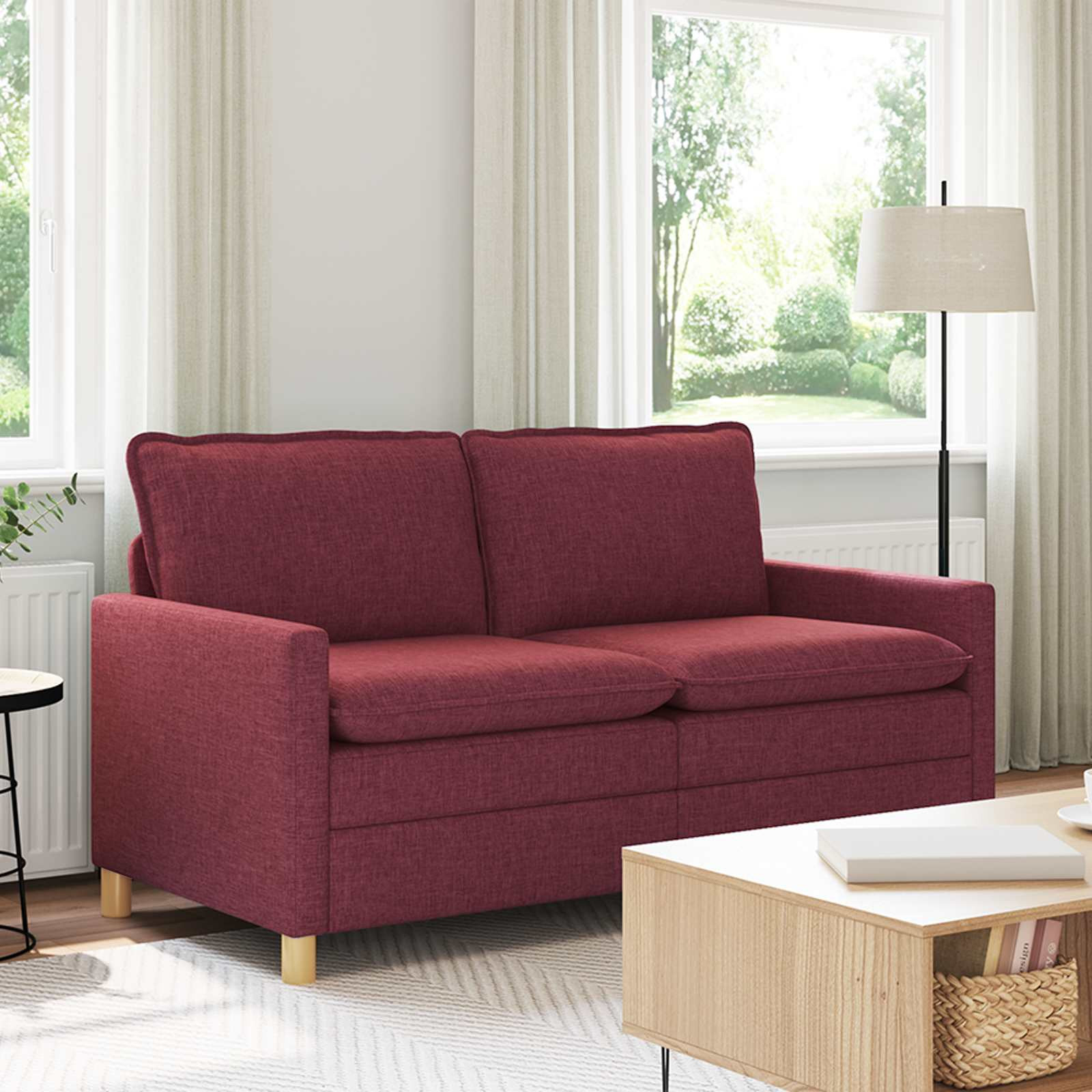 vidaXL Sofa Weinrot 156 x 81 x 87,5 cm Stoff