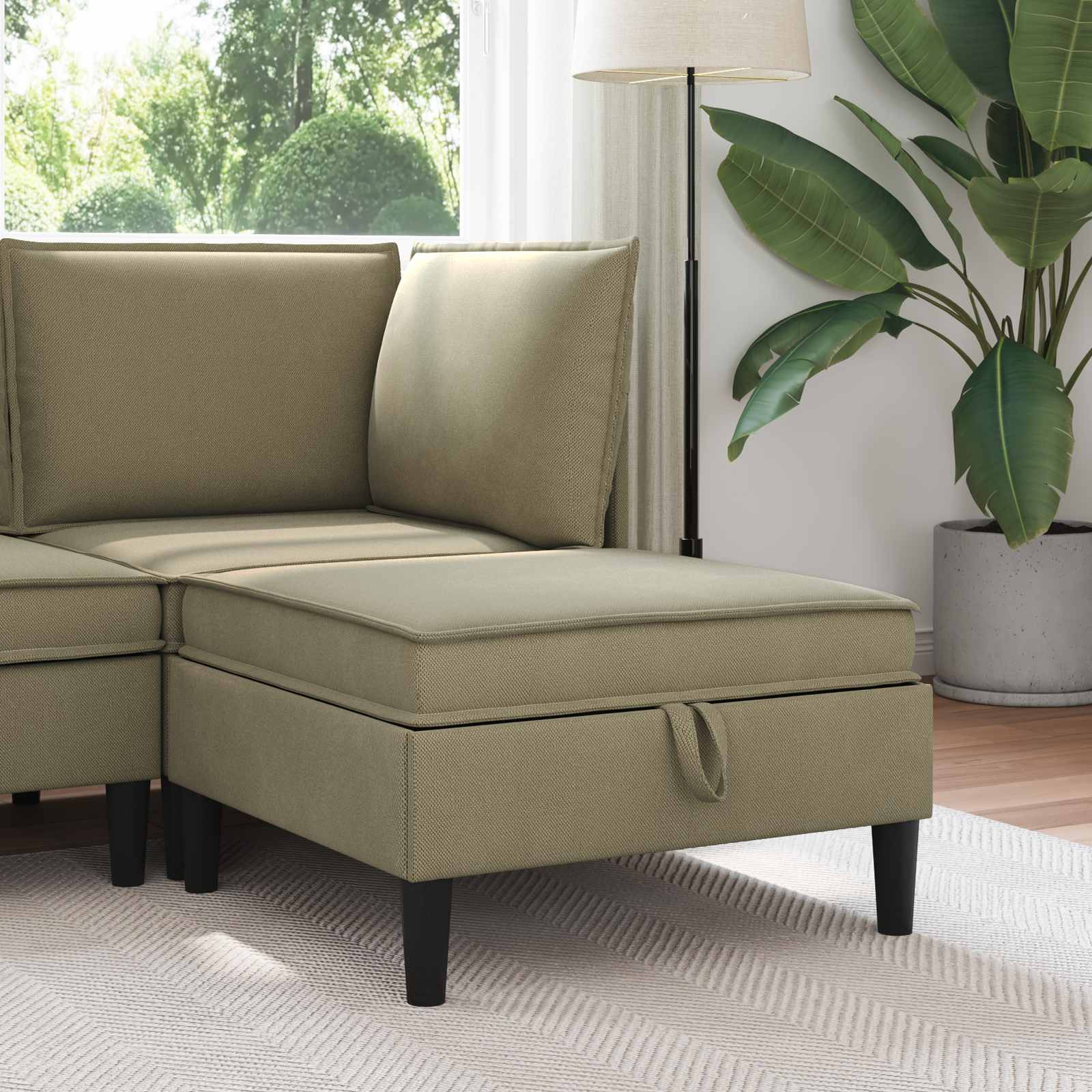 vidaXL Sofa-Hocker mit Stauraum Khaki Samt