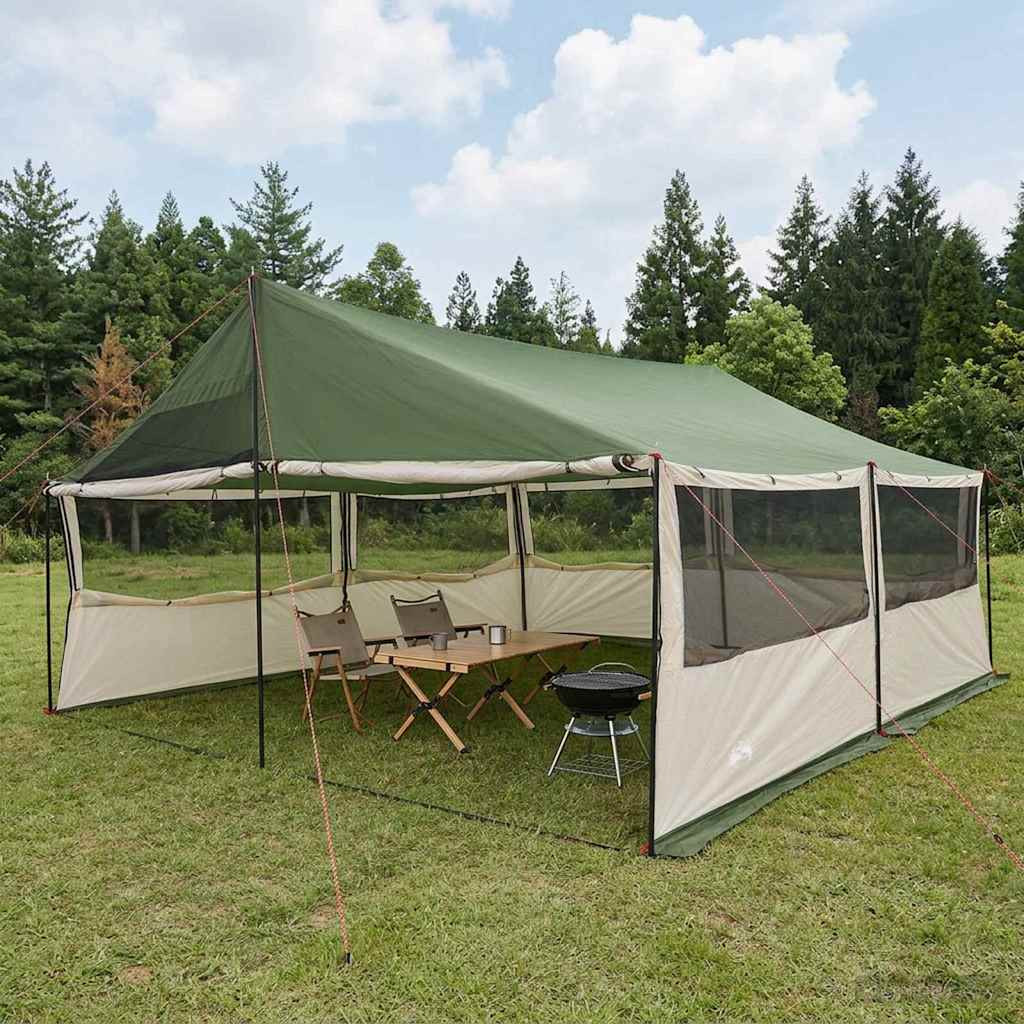 vidaXL Familienzelt Grün 600 x 400 x 268 cm Polyester und Stahl