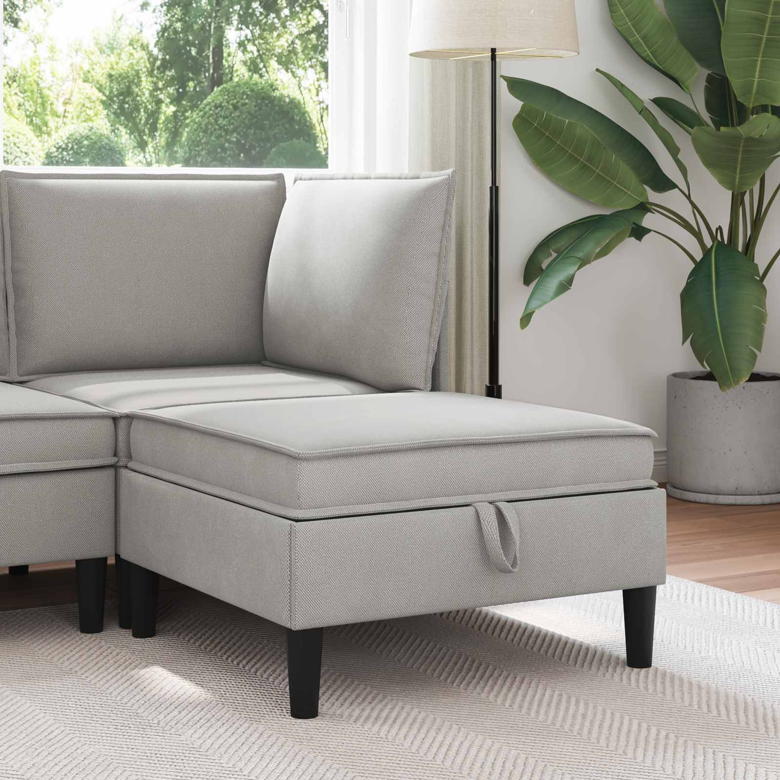 vidaXL Sofa-Hocker mit Stauraum Hellgrau Samt