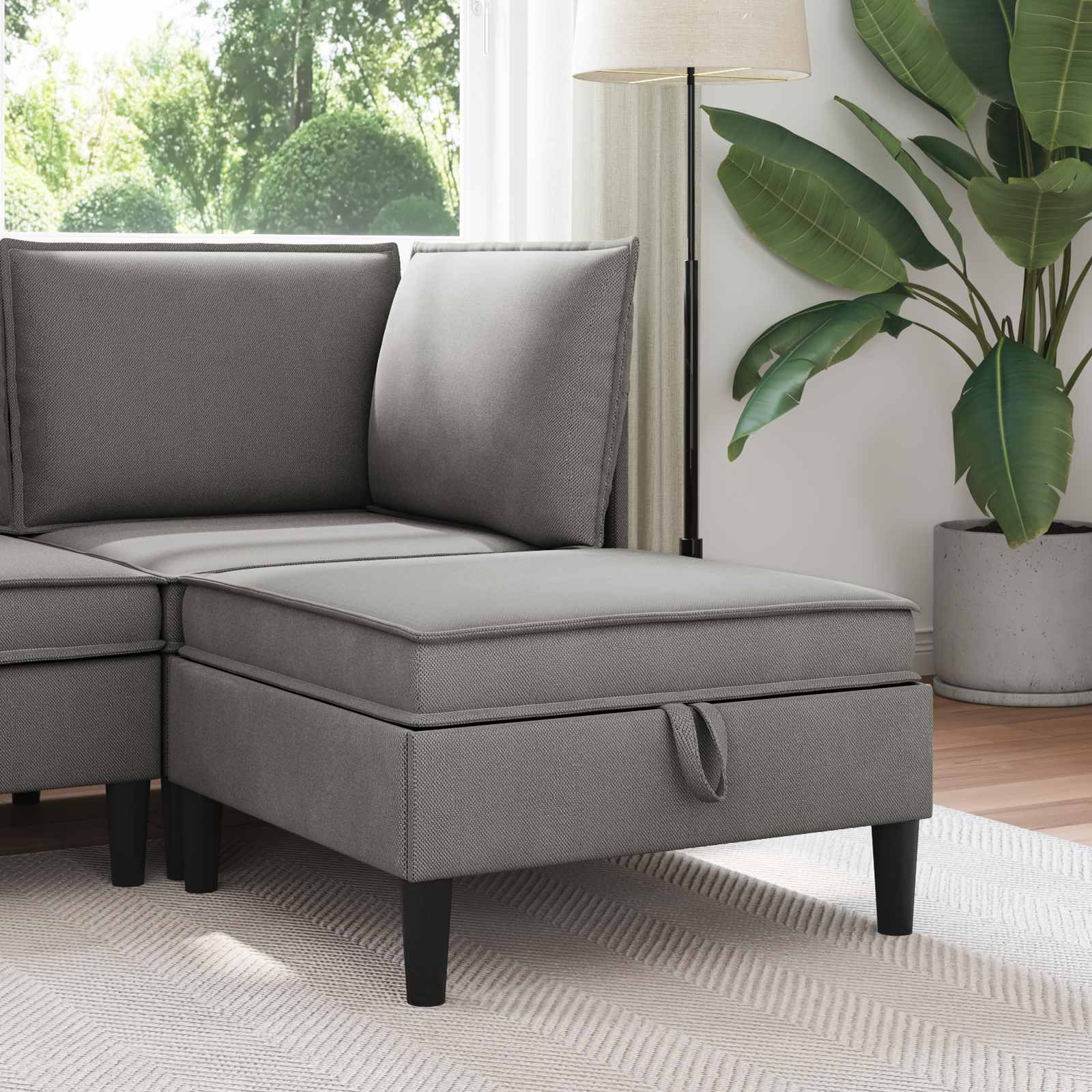 vidaXL Sofa-Hocker mit Stauraum Dunkelgrau Samt