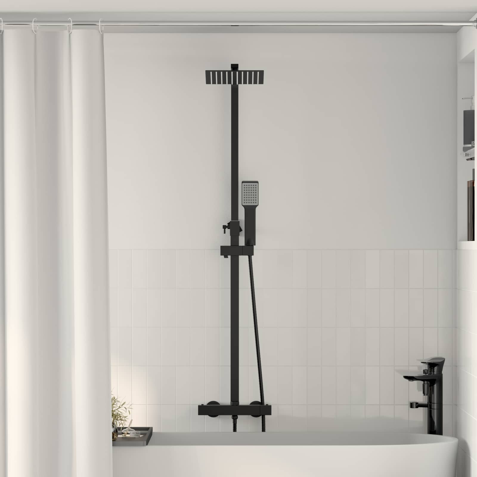 vidaXL Thermostatisches Duschset Schwarz Edelstahl 201