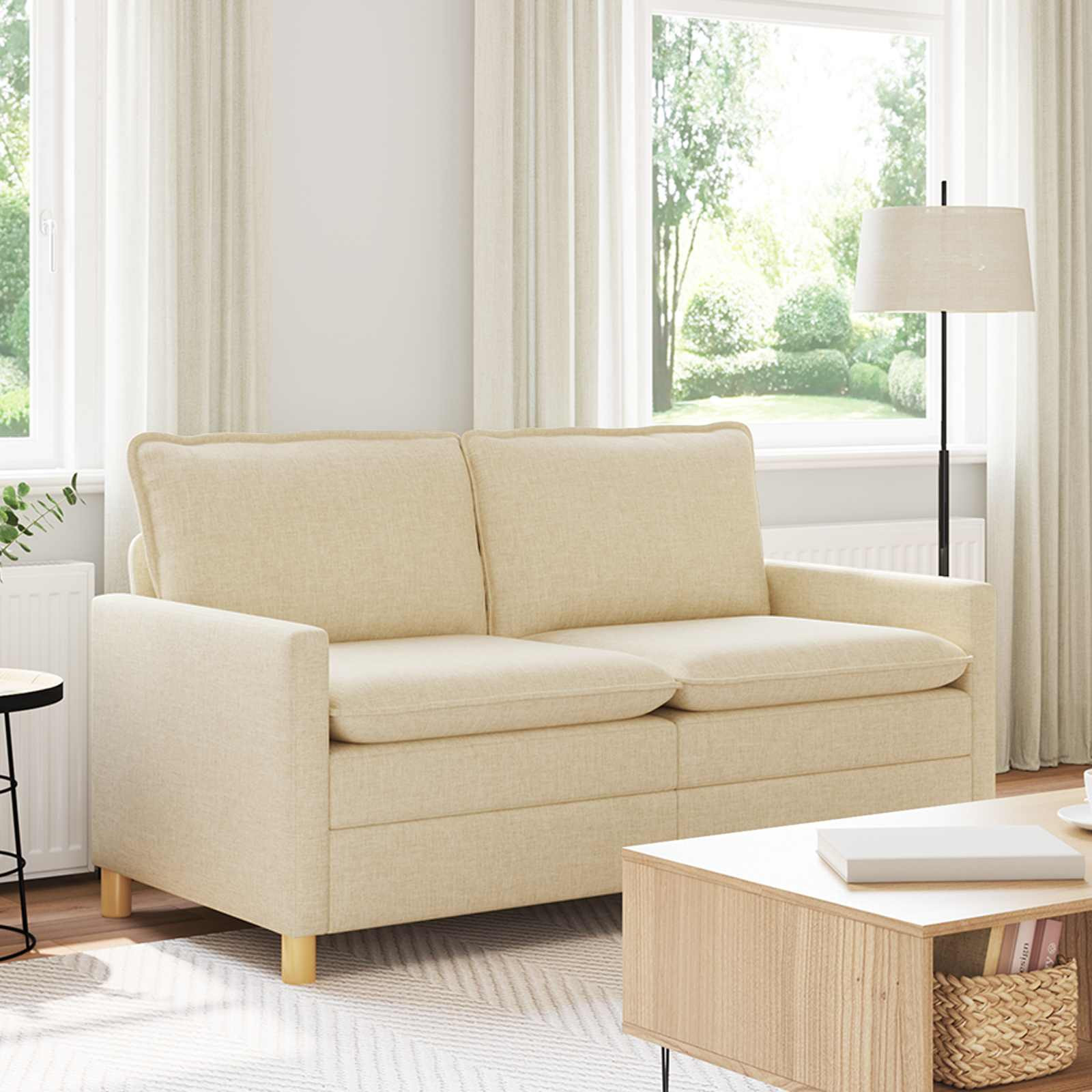 vidaXL Sofa Creme 156 x 81 x 87,5 cm Stoff