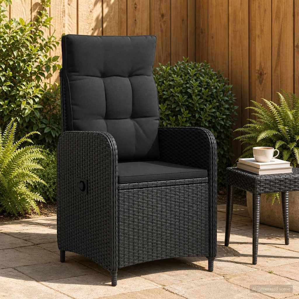 vidaXL Verstellbarer Gartenstuhl Schwarz Poly-Rattan