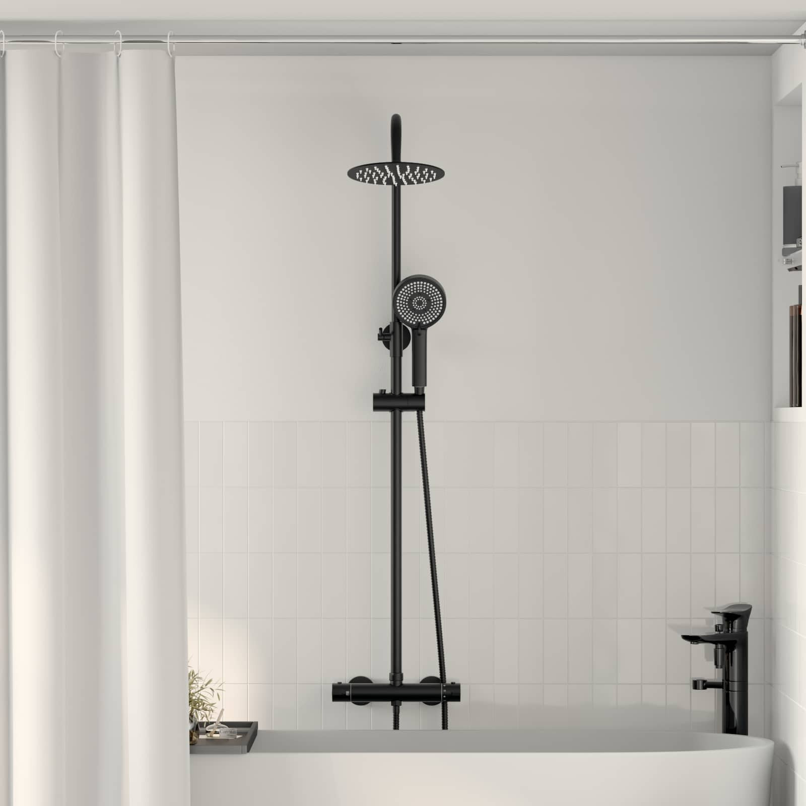 vidaXL Thermostatisches Duschset Schwarz Edelstahl 201
