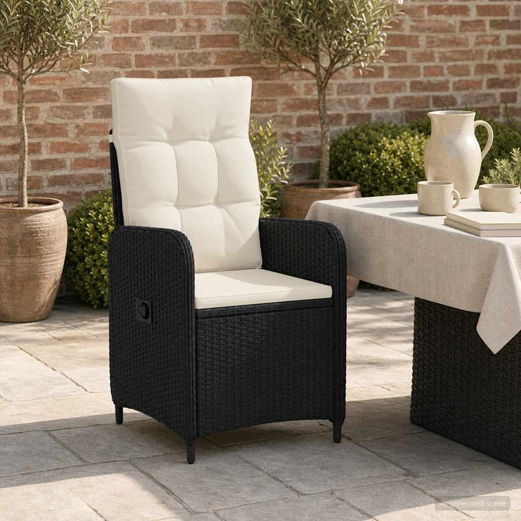 vidaXL Verstellbarer Gartenstuhl Schwarz und Cremeweiß