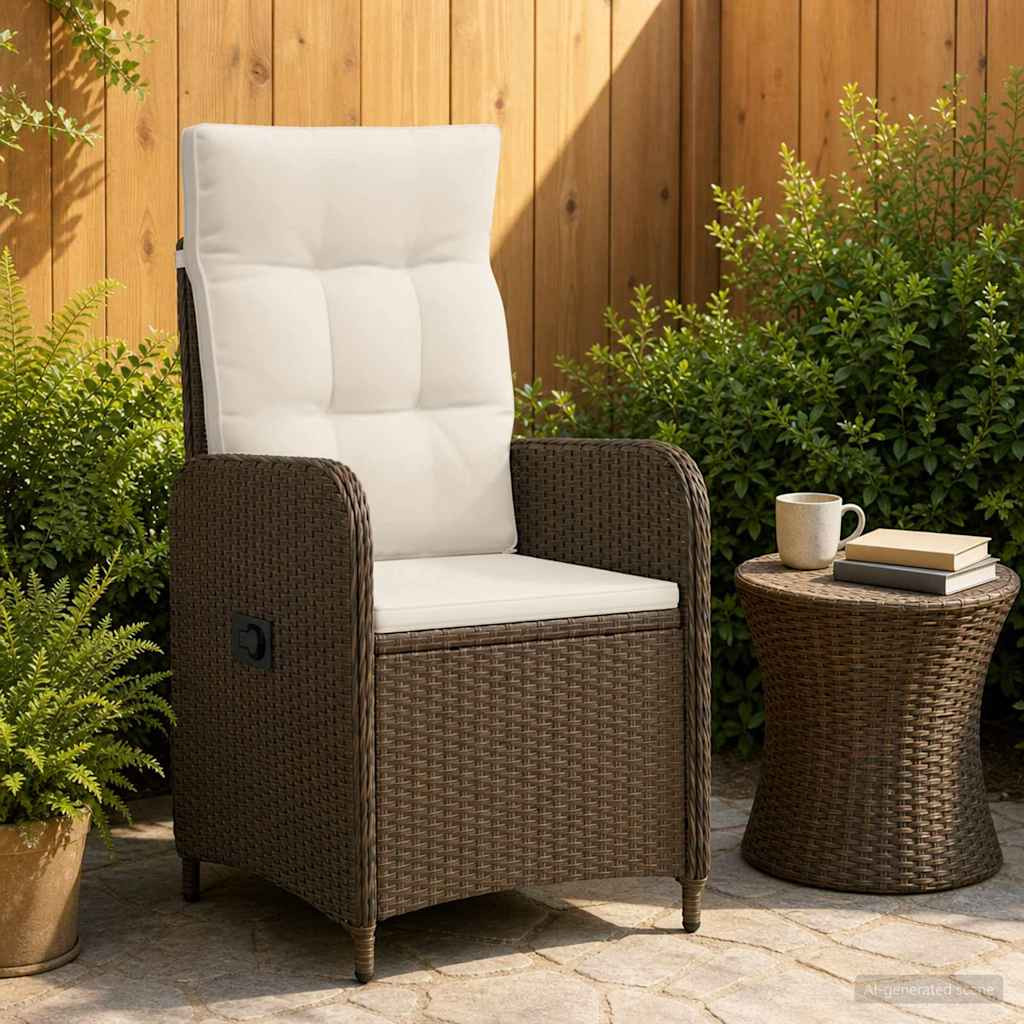 vidaXL Verstellbarer Gartenstuhl Braun und Creme Weiß