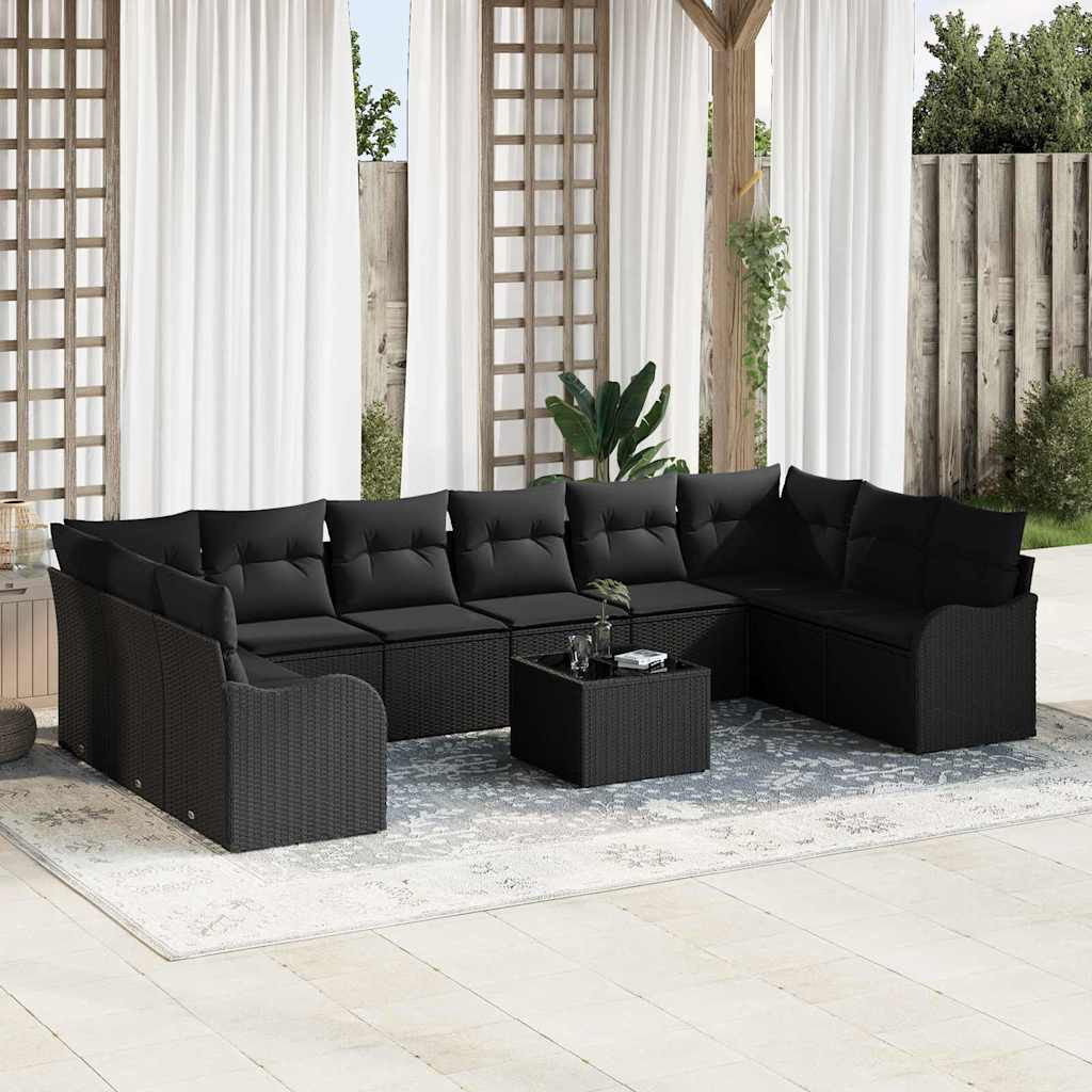 vidaXL Gartensofa-set Schwarz 55 x 55 x 37 cm Poly-Rattan