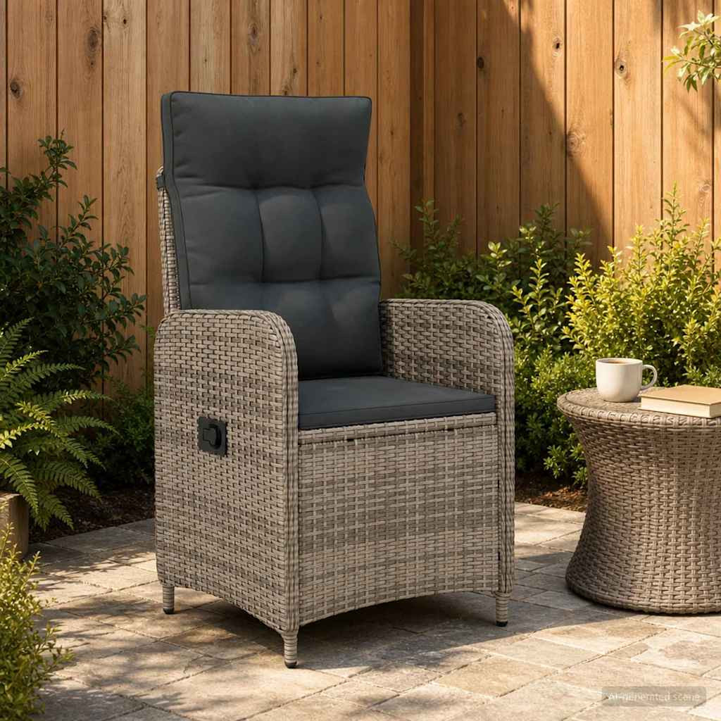 vidaXL Verstellbarer Gartenstuhl Grau und Dunkelgrau