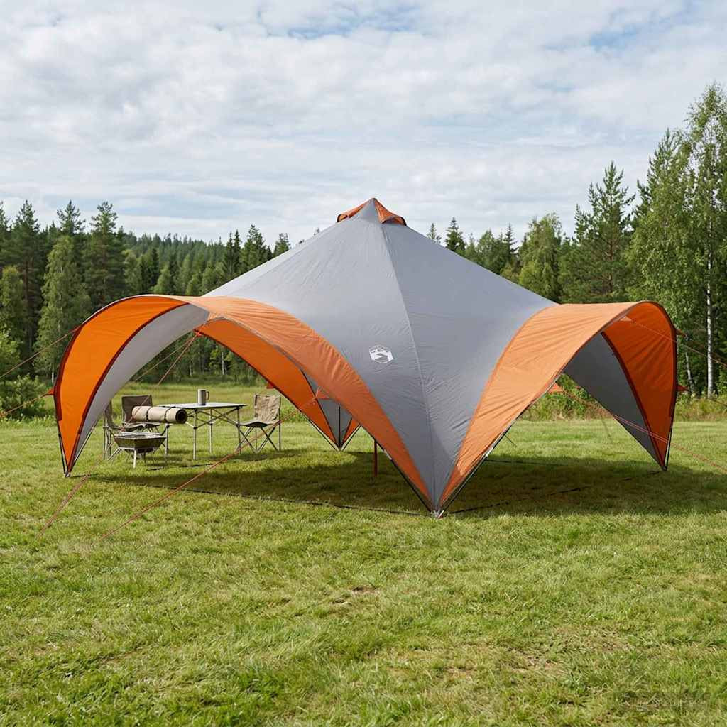 vidaXL Party-Zelt mit Dach Grau und Orange 600 x 600 x 400 cm