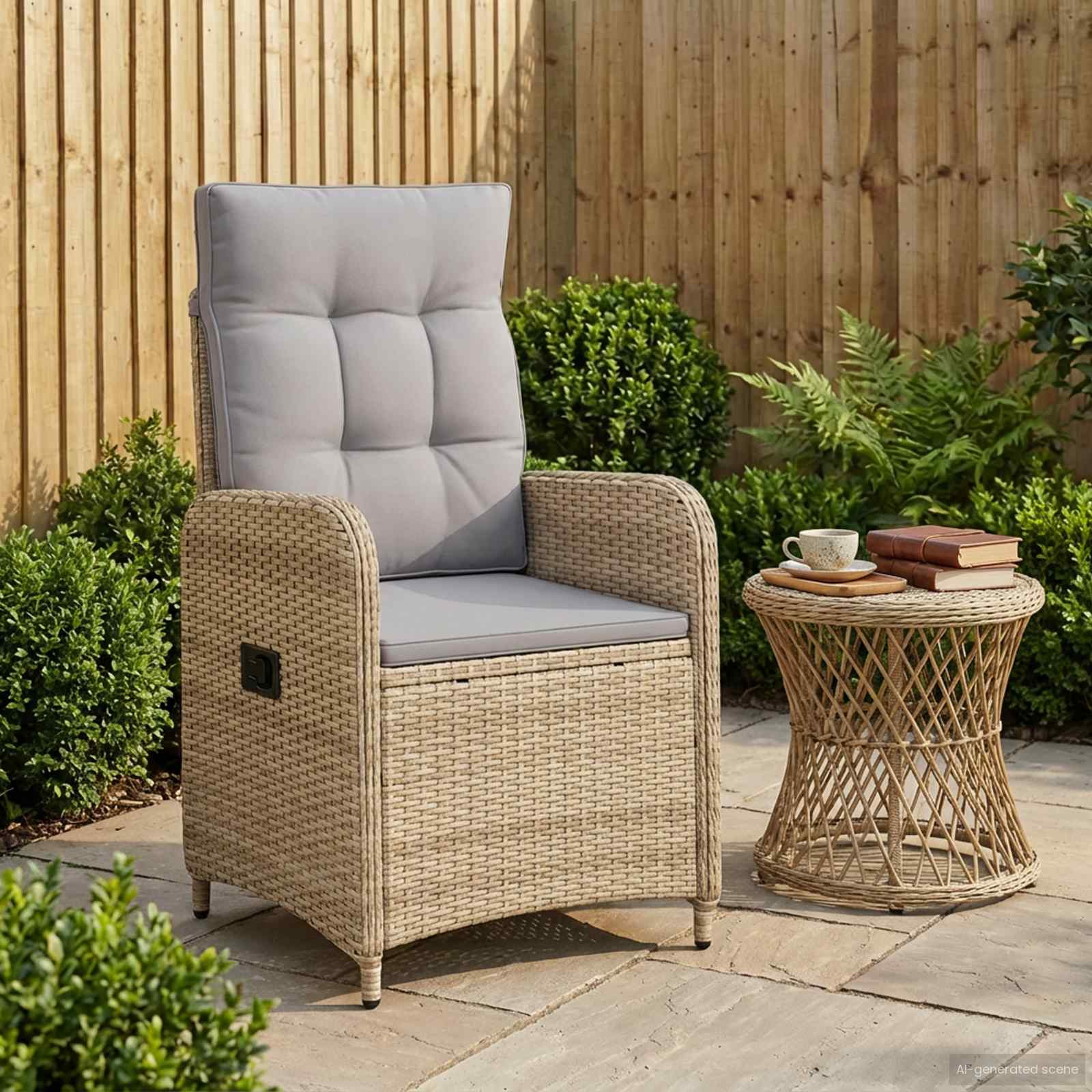 vidaXL Verstellbarer Gartenstuhl Beige und Hellgrau