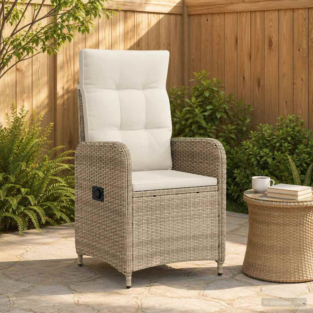 vidaXL Verstellbarer Gartenstuhl Beige und Cremeweiß