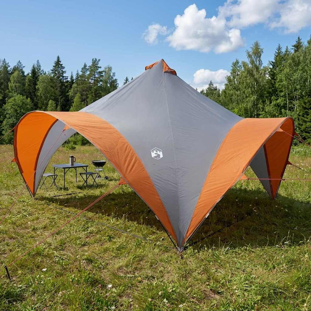 vidaXL Party-Zelt mit Dach Grau und Orange 400 x 400 x 320 cm
