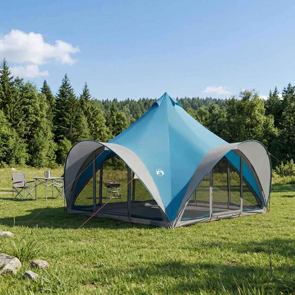 vidaXL Tipi Zelt mit Dach Blau 6-Personen Polyester und Stahl