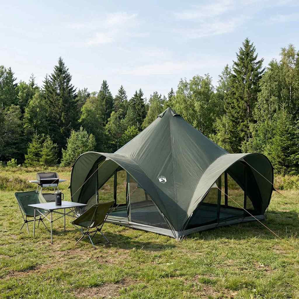 vidaXL Tipi Zelt mit Dach Armeegrün 6-Personen Polyester und Stahl