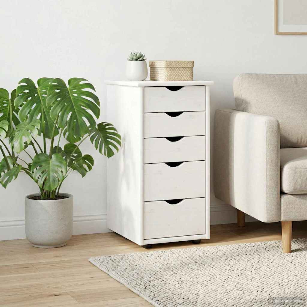 vidaXL Schrank Weiß 34 x 39 x 61,5 cm Massivholz Kiefer