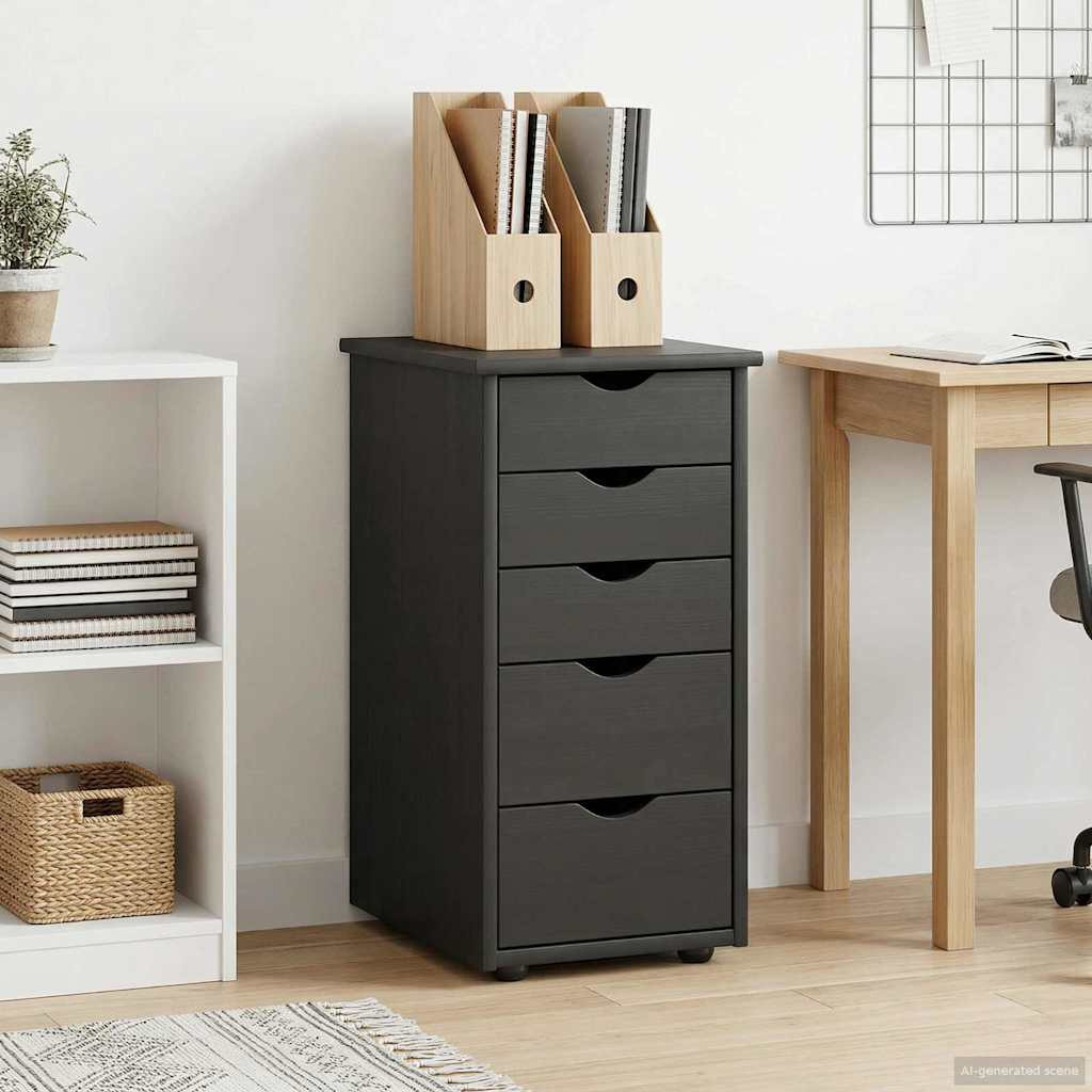 vidaXL Schrank Schwarz 34 x 39 x 61,5 cm Massivholz Kiefer