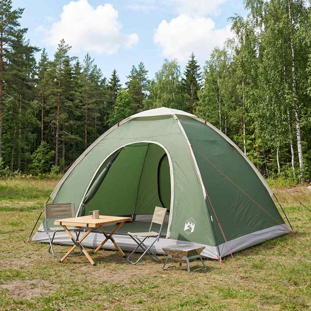 vidaXL Campingzelt mit Dach mit Luftentlüftung Grün 275 x 215 x 125 cm