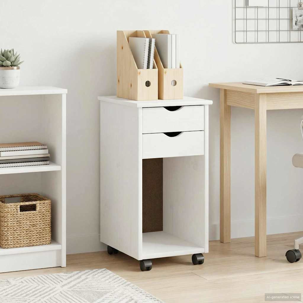vidaXL Rollschrank Weiß 34 x 39 x 65,5 cm Massives Kiefernholz