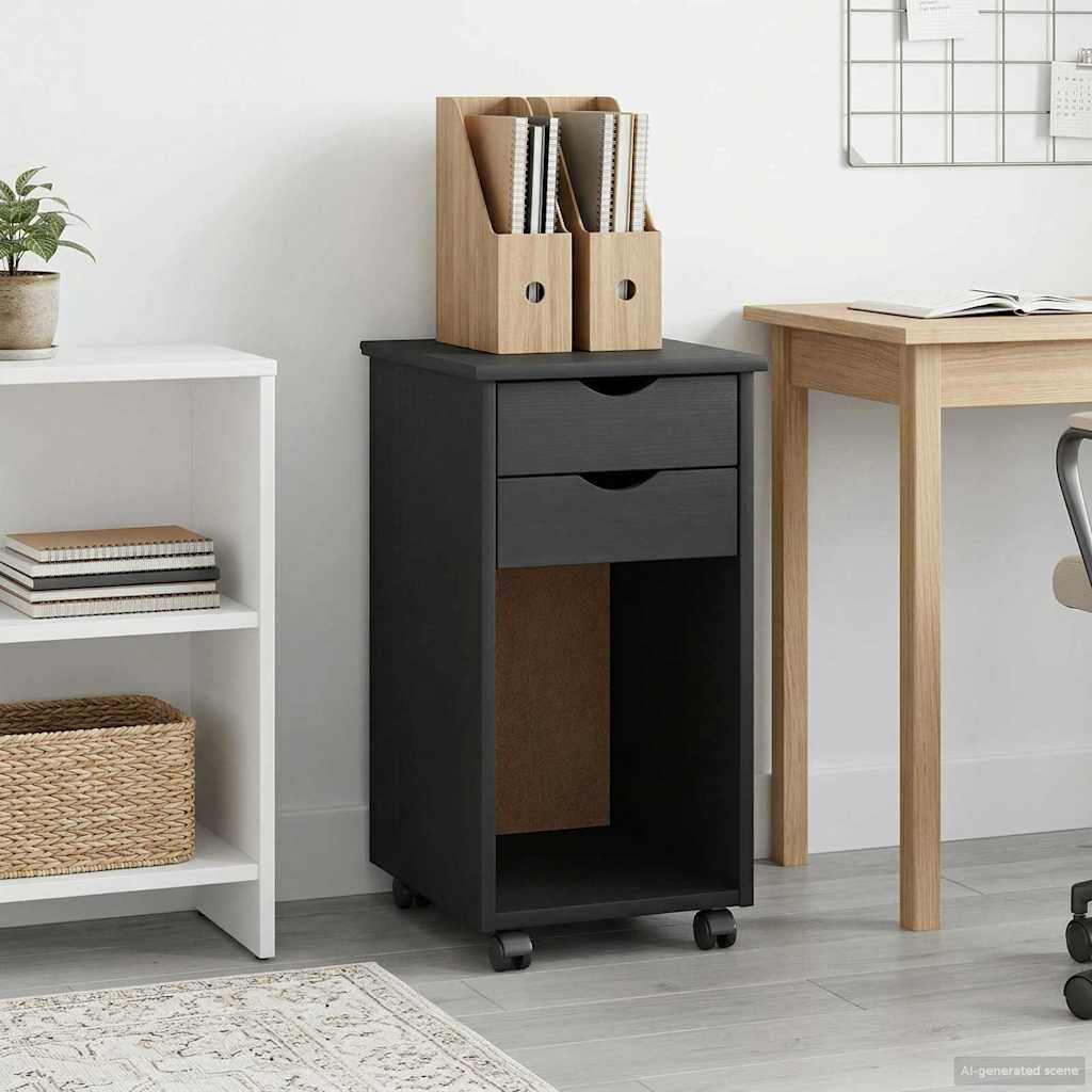 vidaXL Rollschrank Grau 34 x 39 x 65,5 cm Massives Kiefernholz