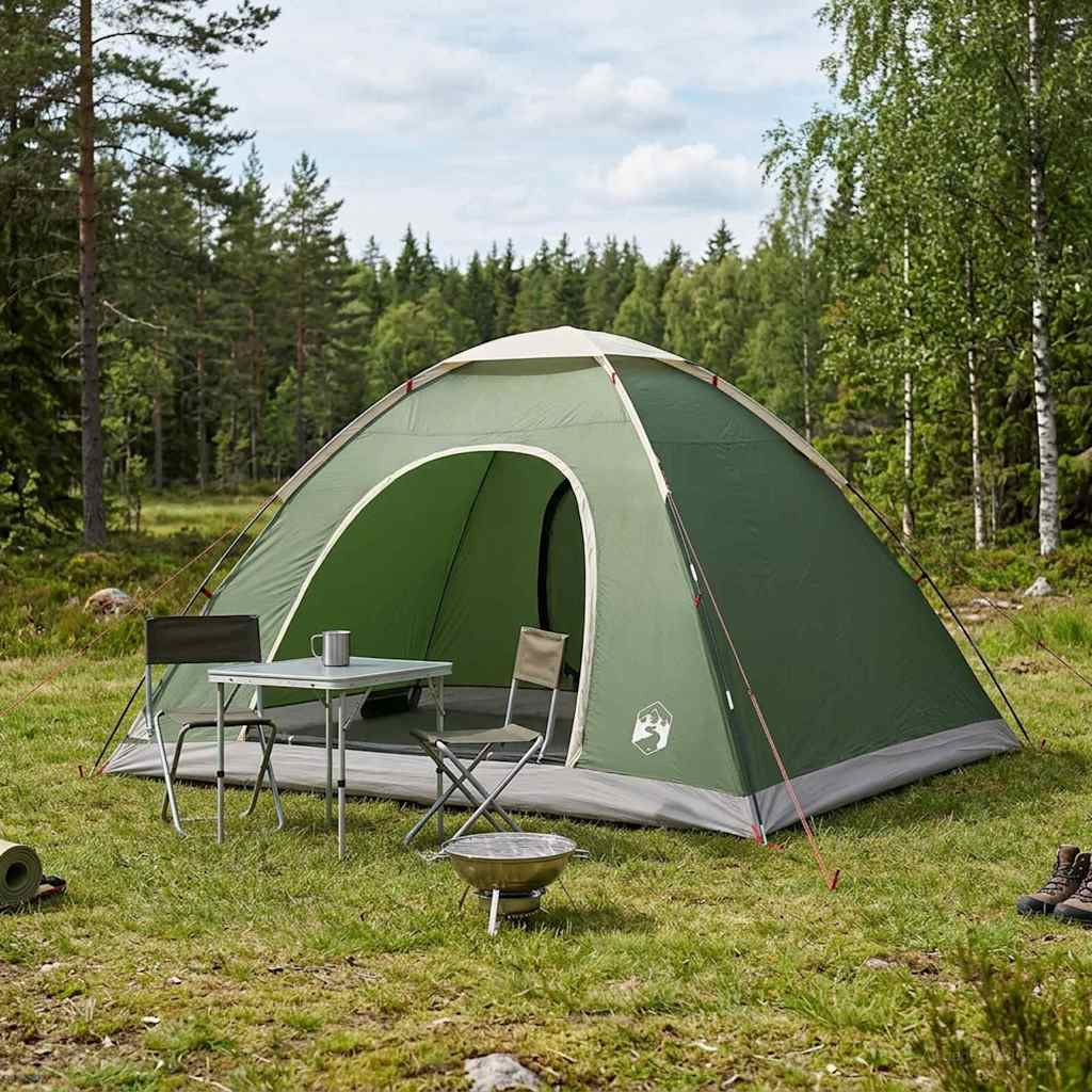 vidaXL Campingzelt mit Dach mit Luftentlüftung Grün 335 x 275 x 180 cm