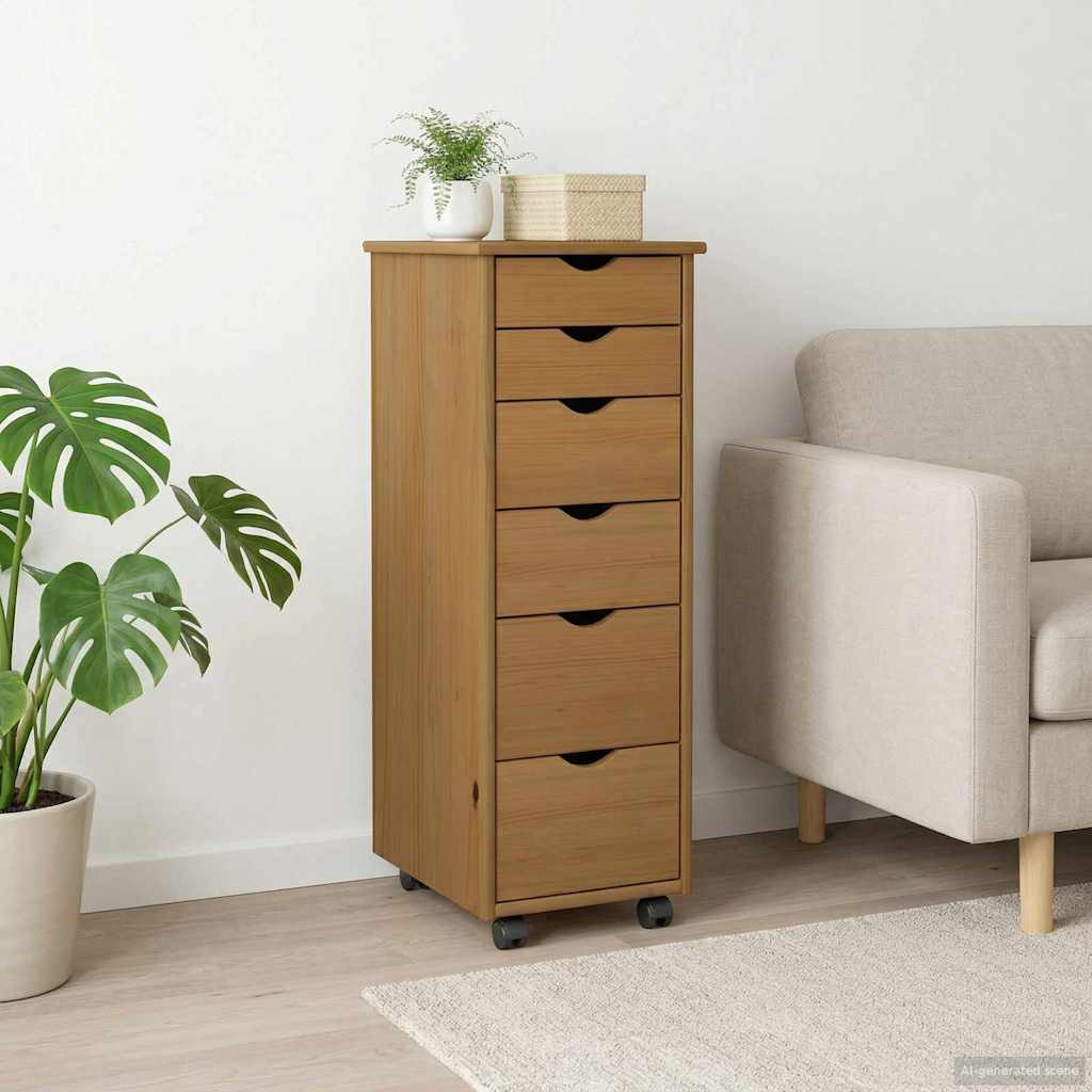vidaXL Rollschrank Honigbraun 34 x 39 x 93,5 cm Massivholz Kiefer