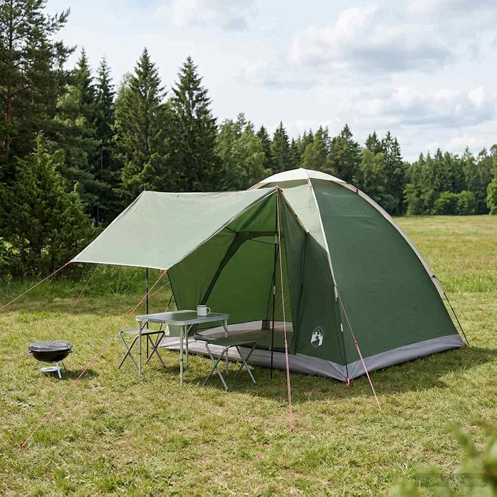 vidaXL Campingzelt mit Dach Grün 2-Personen Polyester und Stahl