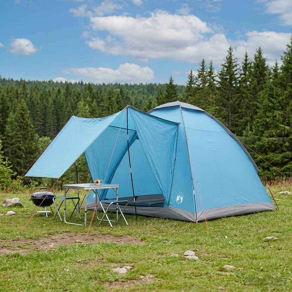 vidaXL Campingzelt mit Dach Blau 2-Personen Polyester und Stahl