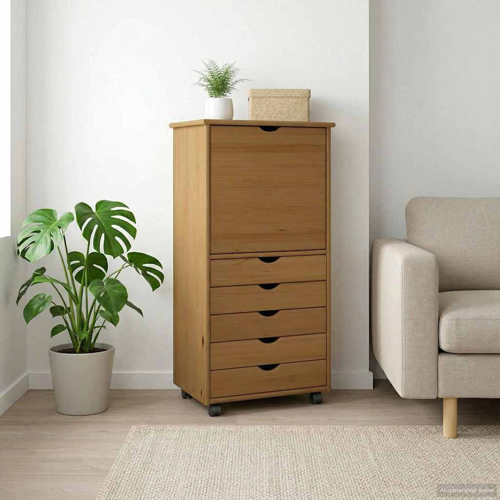 vidaXL Rollschrank Honigbraun 53 x 39 x 103 cm Massivholz Kiefer