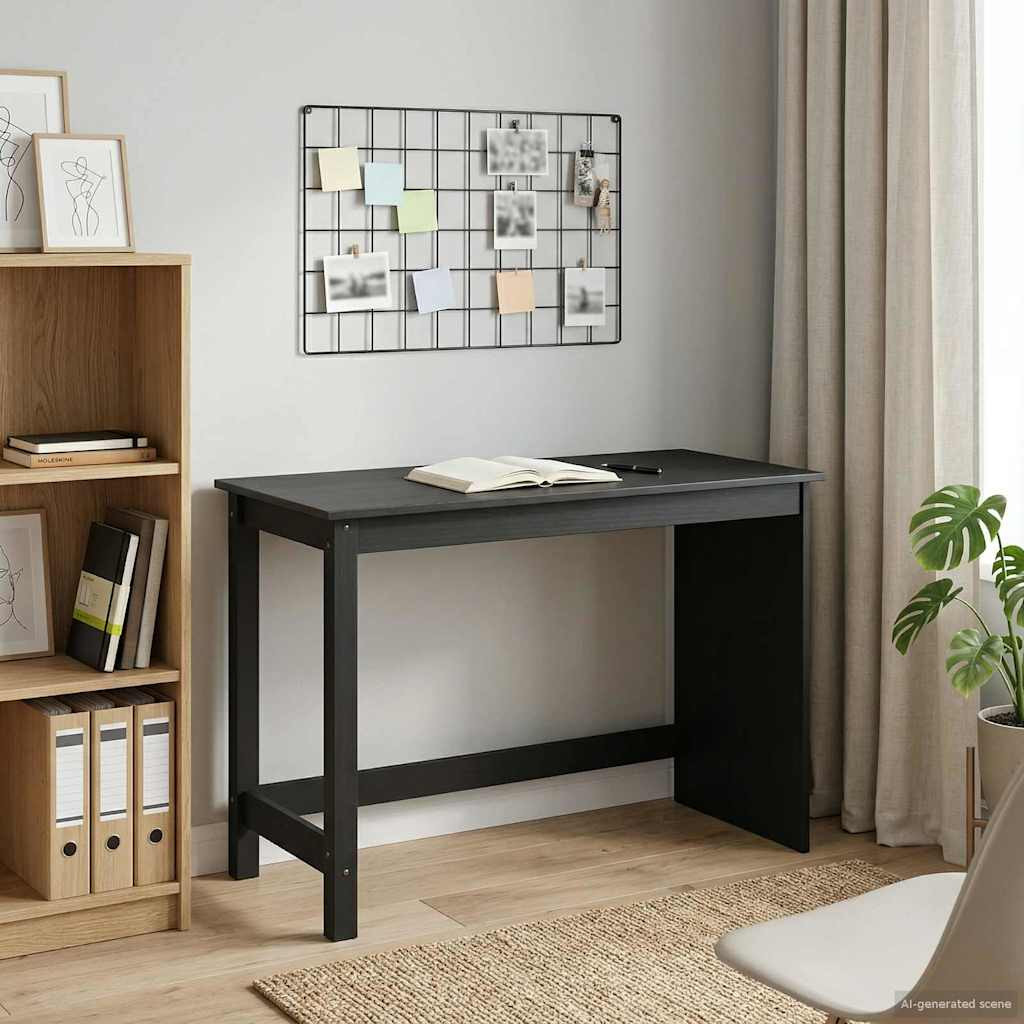 vidaXL Schreibtisch Schwarz 112 x 50 x 75 cm Massivholz Kiefer