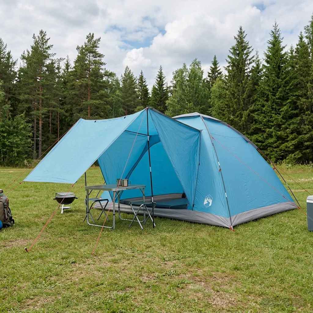 vidaXL Campingzelt mit Dach Blau 6-Personen Polyester und Stahl