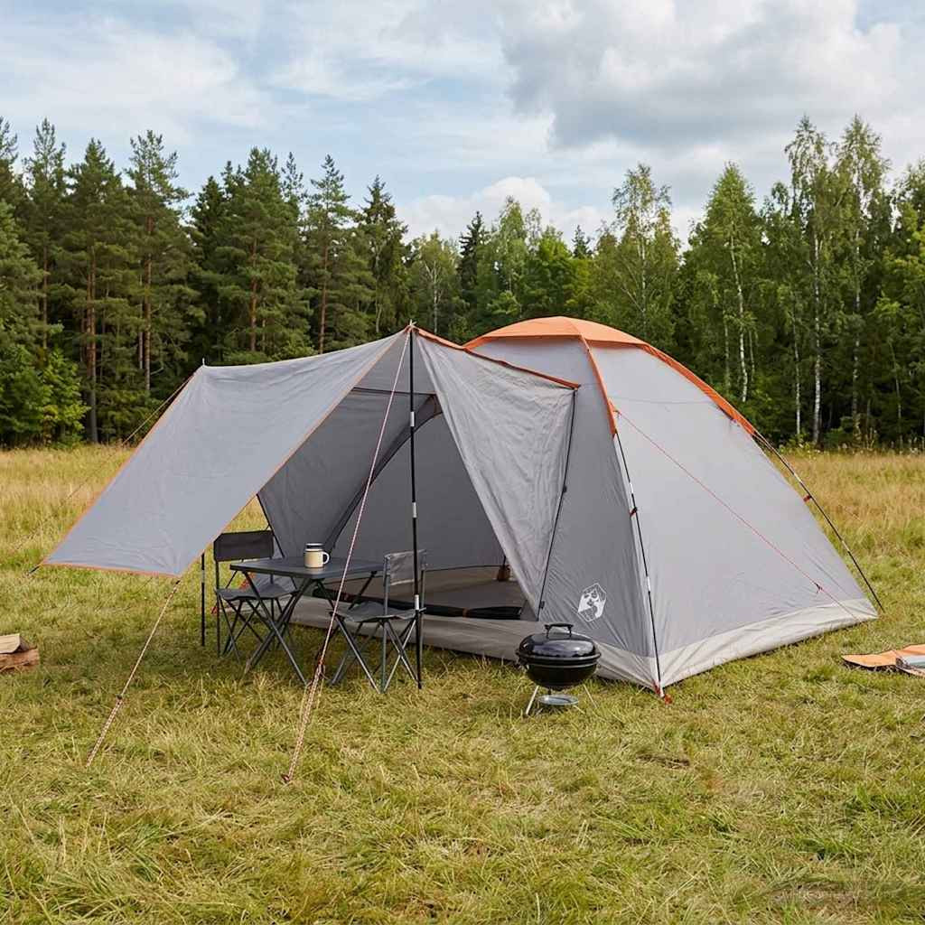 vidaXL Campingzelt Grau und Orange 6-Personen Polyester und Stahl