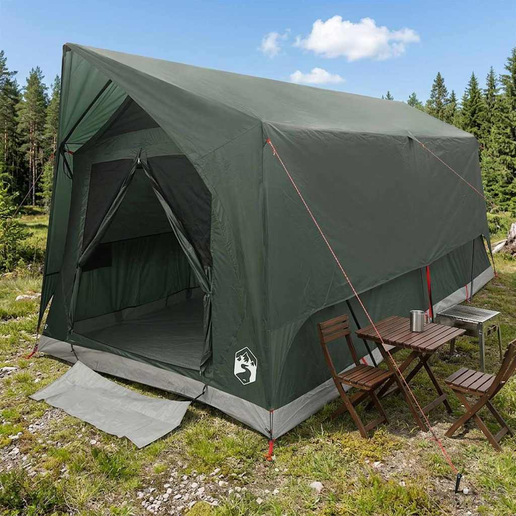 vidaXL Tunnelzelt mit Dach Armeegrün 8-Personen Polyester und Stahl