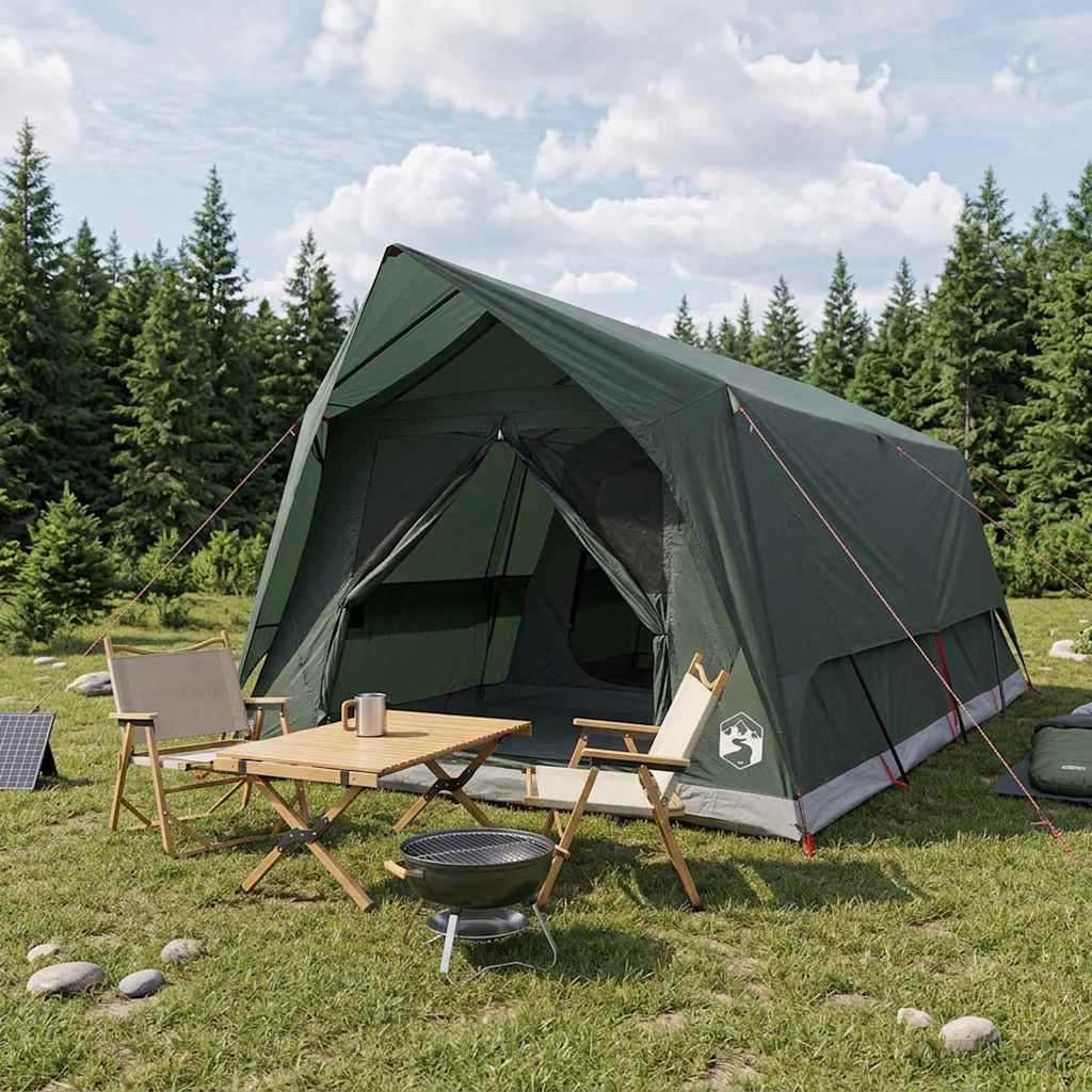 vidaXL Tunnelzelt mit Dach Armeegrün 10 Personen Polyester und Stahl