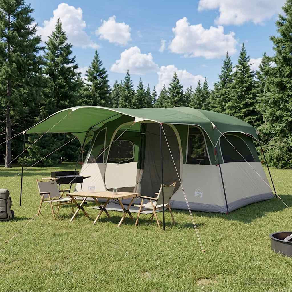 vidaXL Tunnelzelt mit Dach Grün 366 x 244 x 198 cm Polyester und Stahl