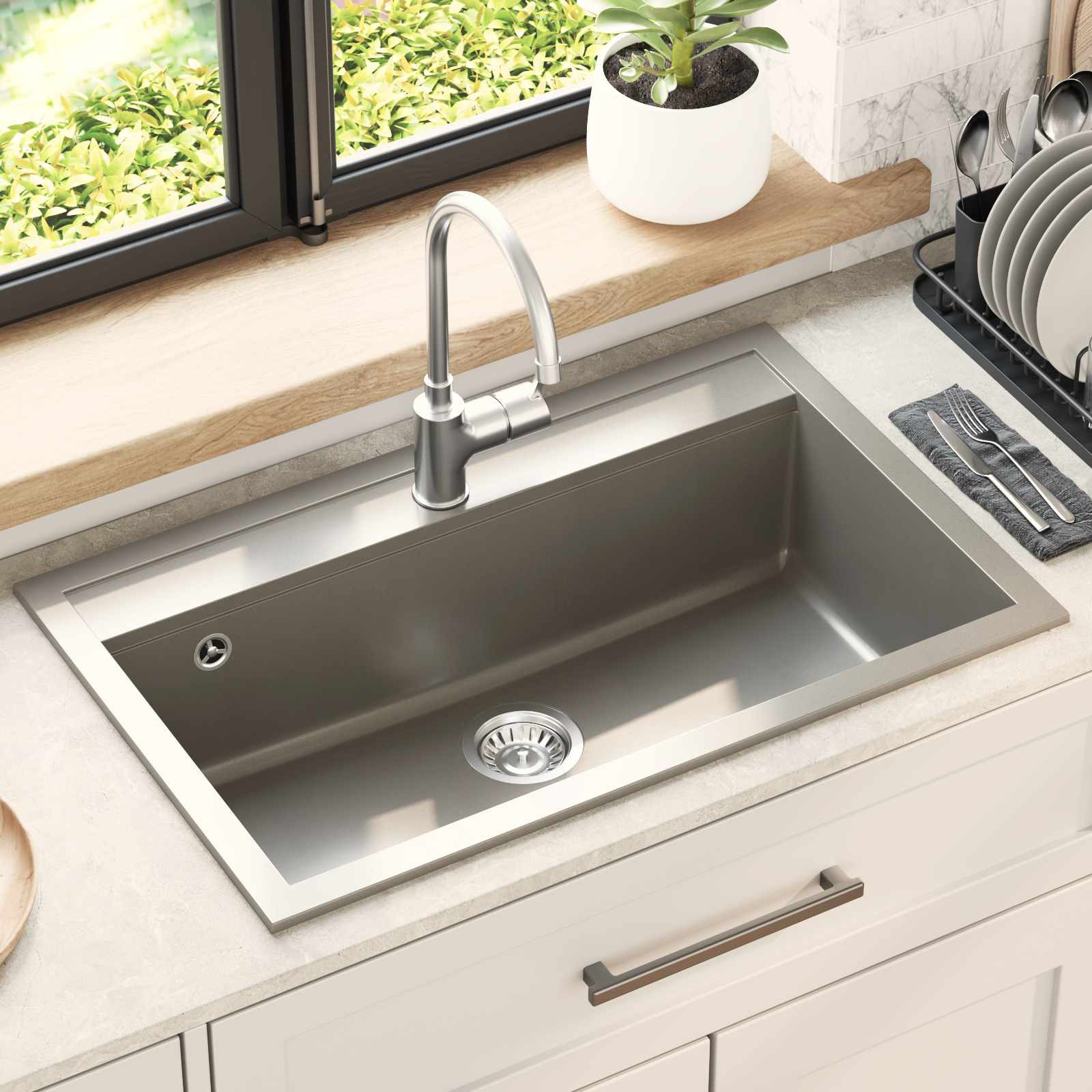 vidaXL Waschbecken Grau 795 x 505 mm Granit