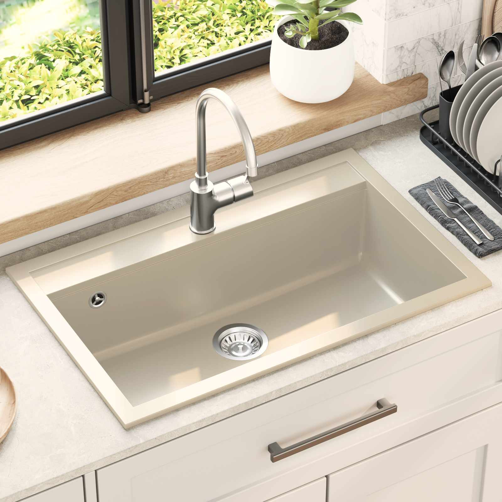 vidaXL Waschbecken Beige 795 x 505 mm Granit