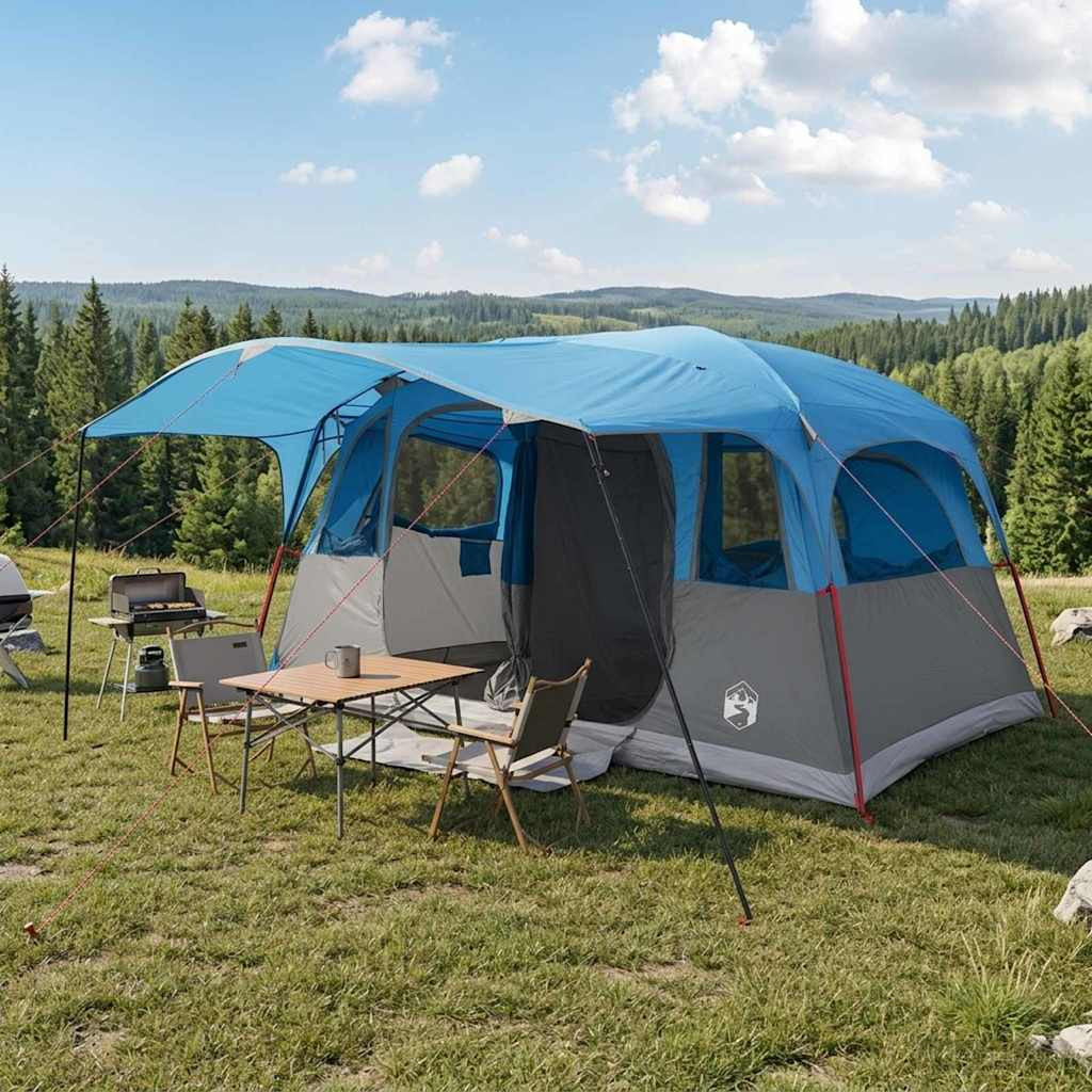 vidaXL Tunnelzelt mit Dach Blau 427 x 305 x 205 cm Polyester und Stahl