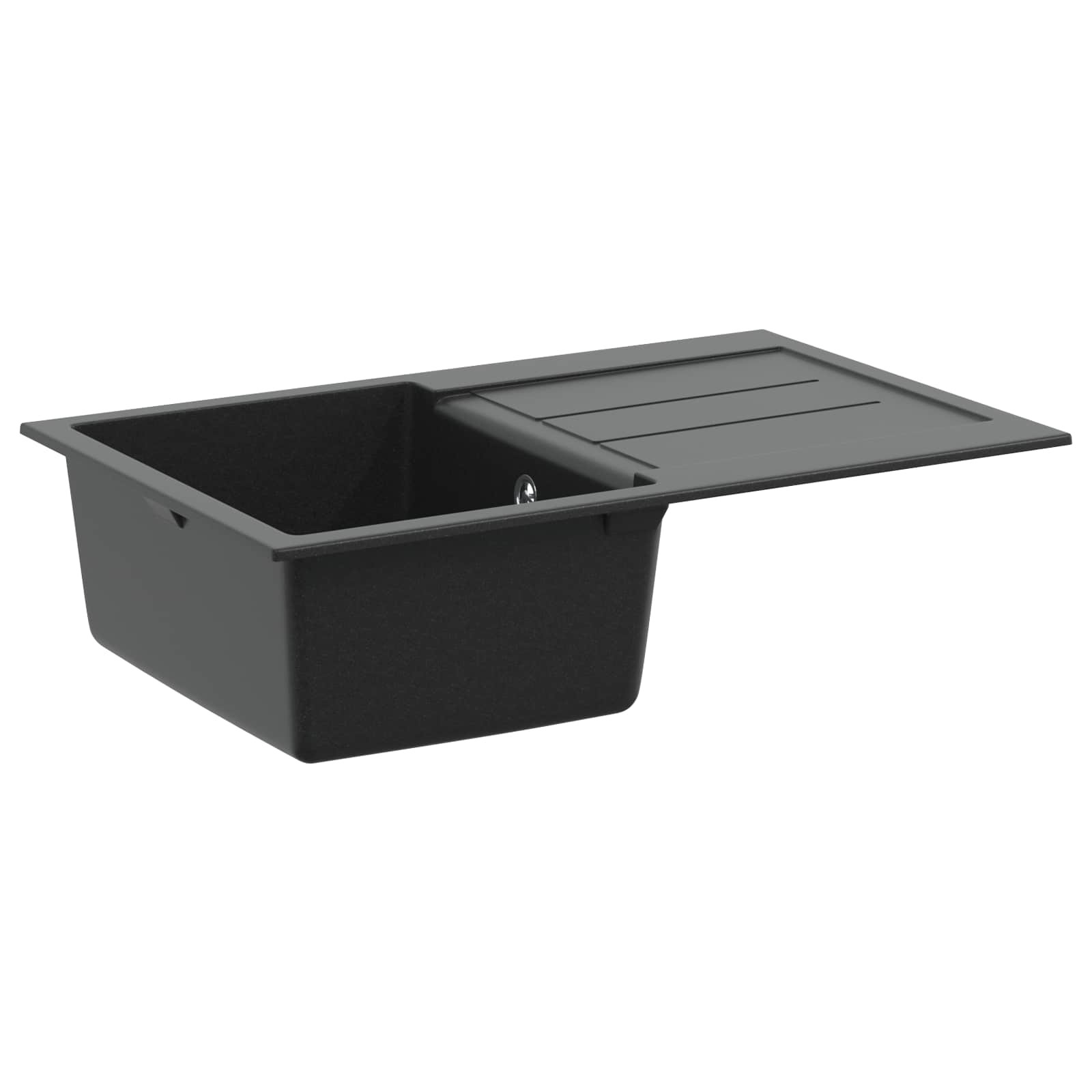 vidaXL Waschbecken Schwarz 780 x 500 mm 80% Quarz und 20% Harz