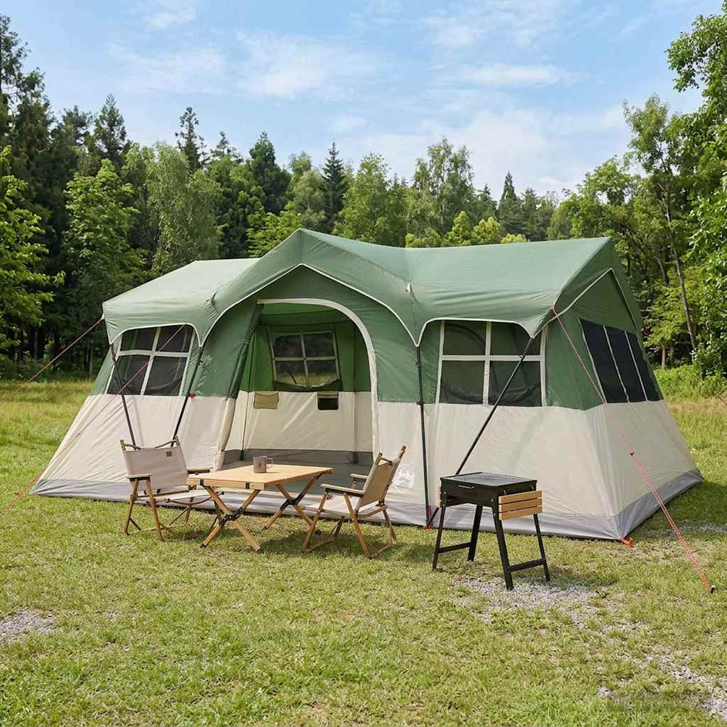 vidaXL Familienzelt Grün 487 x 340 x 216 cm Polyester und Stahl