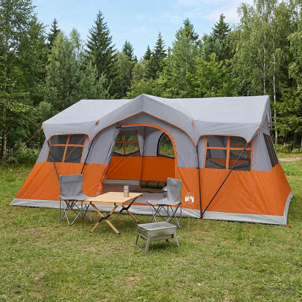 vidaXL Familienzelt mit Dach Grau und Orange 487 x 340 x 216 cm