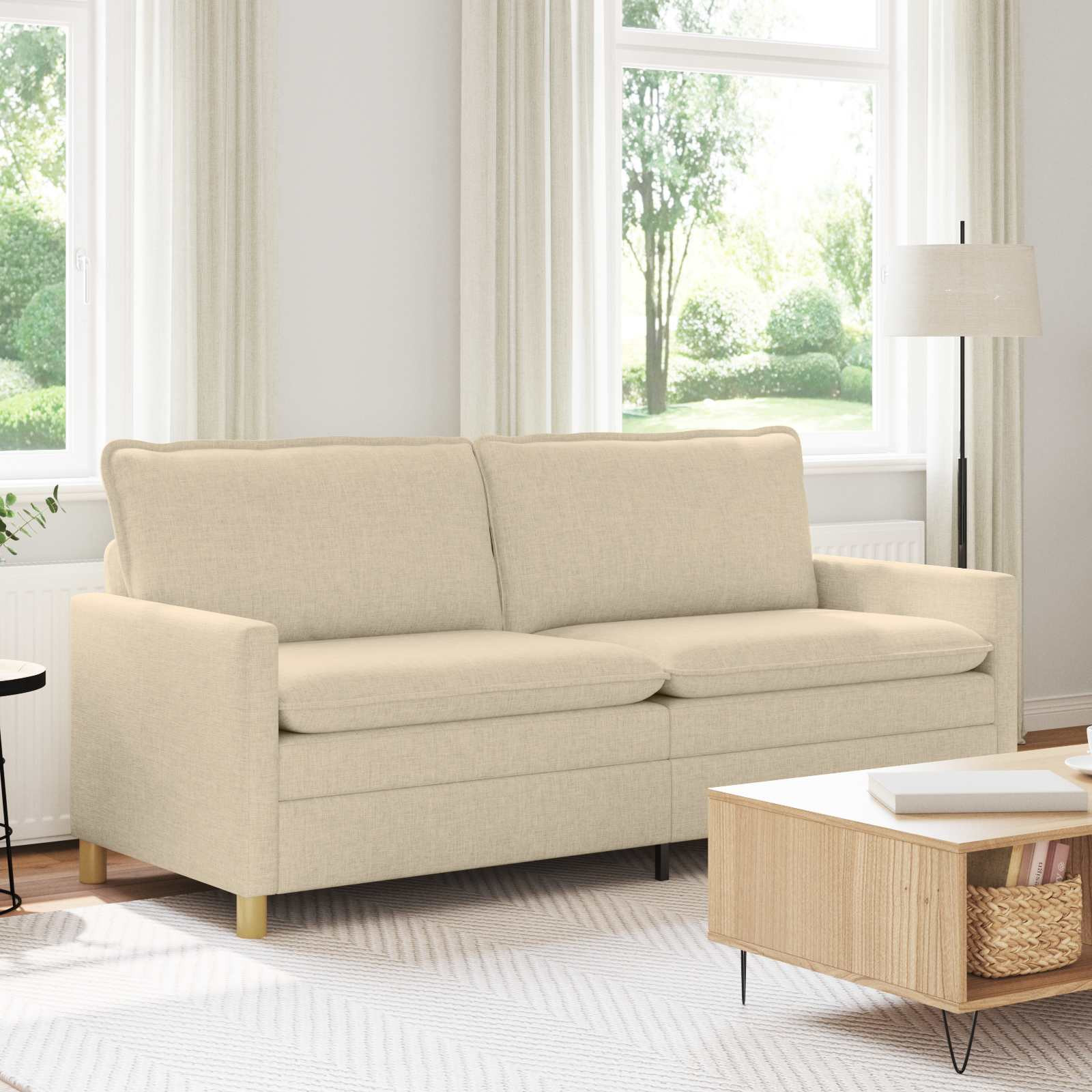 vidaXL Sofa Creme 196 x 81 x 87,5 cm Stoff